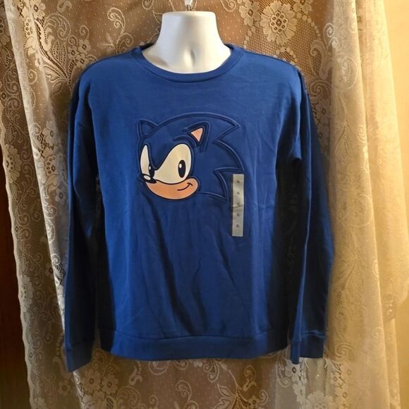 New Sonic the Hedgehog Youth‎ XL Raised Puff Design Blue Sweatshirt - Picture 1 of 7